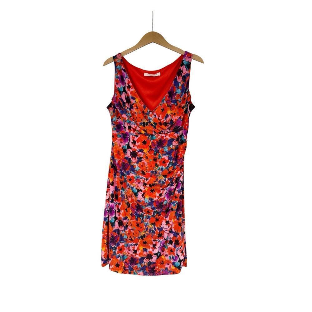 Evan Picone Bright Floral Stretch Career Office Fitted Body con Dress Womens 12
